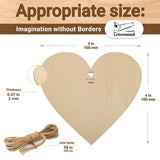 20 PCs Unfinished Wooden Heart Shapes - 10 cm / 4" Hanging Ornament Slices with Hole - Decorations for Weddings and Parties - Blank Heart Shaped Wood Decoration