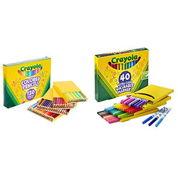 Crayola Colored Pencils Set (120ct), Bulk, Great for Adult Coloring Books, Gifts for Kids & Adults and Ultra Clean Fine Line Washable Markers, Kids Markers For School, Back To School Gifts, 40 Count