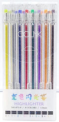 COLNK Glitter Gel Pens with 8-color Sparkling Ink,Metallic Pens 1.0mm Bold Line, Glitter Gift Pen for Journaling，Pack of 8