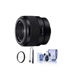 Sony FE 50mm F/1.8 Lens for E-Mount Cameras - Bundle with 49mm Uv Filter, Cleaning Kit, Capleash II