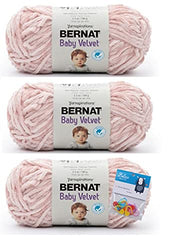 Bernat Baby Velvet Yarn - 3.5 Oz, Pink Dusk - 3 Pack Bundle with Bella's Crafts Stitch Markers