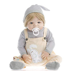 NPK Collection Reborn Baby Doll Realistic Baby Dolls Vinyl Silicone Babies 22inch 55cm Striped Yellow Suspenders