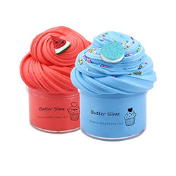 2 Pack Butter Slime Kit, Watermelon Slime and Oreo Slime, Super Soft and Non-Sticky, Birthday Gifts for Girl and Boys
