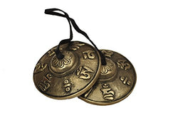 Dharma Store - Tibetan Tingsha Cymbals - 6.6 cm - OM Mane Padme Hum Symbols Embossed
