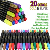 Mosaiz 26 Colors Permanent Fabric Markers Bundle With 20 Colors Dual Chisel and Fine Tip Fabric Markers