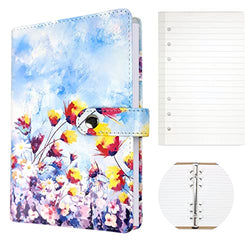 YoeeJob A6 Refillable Notebook, 6 Ring Binder Travel Diary, Journal Notebook with 160 Pages Paper for Writing