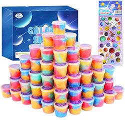 MKAKJWAW 45 Pack Galaxy Slime Kit, Scented and Non Sticky, Colorful Sludge Kit for School Prizes, Party Favors, Christmas Supplies and More