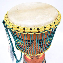 WYKDL African Talking Drum with Mahogany Wood Shell and Wooden Beater - NOT Made in China - Medium Size Goat Skin Heads African Drum with Exquisite Design African Drum Master Grade Hollowed