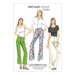 Vogue Patterns Misses' Custom-Fit Boot cut Pants, 14-16-18-20-22, Red