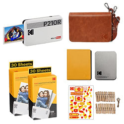 Kodak Mini 2 Retro 2.1x3.4” Portable Photo Printer Accessory Gift Bundle, Wireless Connection, Compatible with iOS, Android & Bluetooth, 4PASS & Lamination Process, Premium Quality – White