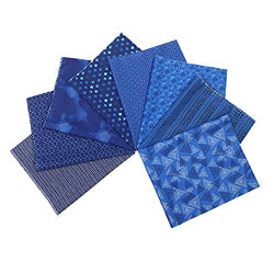 Chuanshui 8 PCS 21.6 x 18.5 inches (55 x 47 CM) 100% Cotton Craft Fabric Bundle for Patchwork 8 Different Pattern Pre-Cut Quilting Fabric Fat Quarter Square for DIY Craft Sewing (Blue Pattern)