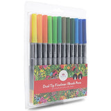 24 Dual Tip Color Fineliner Pens For Drawing Brush Tip and Colored Fine Tip pens