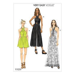 Vogue Patterns Casual Misses' Criss-Cross Halter Romper and Jumpsuit with Length Variations, 6-8-10-12-14, Red