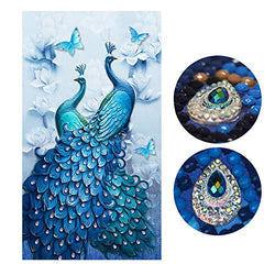 Diamond Painting Full Drill Beautiful Peacock DIY Arts Craft for Home Wall Decor (45 x 80 cm)
