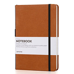 Thick Classic Notebook with Pen Loop - Lemome A5 Wide Ruled Hardcover Writing Notebook with Pocket + Page Dividers Gifts, Banded, Large, 180 Pages, 8.4 x 5.7 in