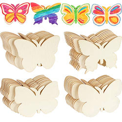 WHQXFDZ 40 Pieces Butterfly Unfinished Wooden Butterfly Blank Wood Butterfly Shaped Slices Cutouts for Birthday DIY Painting Tags Wedding Home Decorations