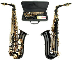 Merano E Flat Black Alto Saxophone with Zippered Hard Case + Mouth Piece,Screw Driver, nipper. A pair of gloves, Soft Cleaning Cloth