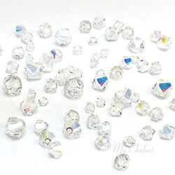72 pcs Swarovski 5328 / 5301 Mixed Sizes in 3mm 4mm 5mm 6mm Xilion Bicone Beads CRYSTAL AB (001 AB)