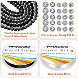 Paxcoo 700pcs Lava Beads Glass Beads Black Lava Stone Rock Beads Kit with Elastic Bracelet String