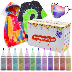 Tie Dye Powder, DIY Tie Dye Kit, All-in-1 DIY Fashion Dye Kit,12 Colors Fabric Dye Kit for Kids, Adults and Groups, Non-Toxic Tie Dye Supplies for Party, Perfect Thanksgiving Christmas Birthday Gift