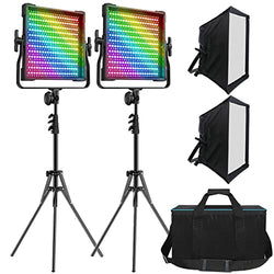 RGB Video Light, Full Color Studio Photography Lighting Kit, 50W LED Panel Light with Softbox, 552 LEDs/CRI 97+, 2600K-10000K/0-360 Adjustable Colors/9 Kinds of The Scene Lights
