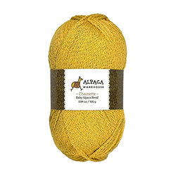 Chainette Blend Baby Alpaca Yarn Wool 100 Grams Worsted Weight - Soft and Perfect for Knitting and Crocheting (Golden Yellow)