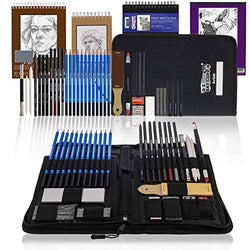 U.S. Art Supply 44-Piece Drawing & Sketching Art Set with 4 Sketch Pads (242 Paper Sheets) - Professional Artist Kit, Graphite, Charcoal, Pastel Pencils & Sticks, Erasers - Pop-Up Carry Case, Student