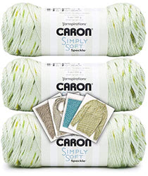 Caron Simple Soft Speckle Yarn - 3 Pack with Patterns in Color (Chlorophyll)