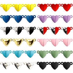 36 Pairs 12 Colors Heart Charms for Jewelry Making Heart Shaped Magnetic Clasps Connected for DIY Couple Bracelet Necklace Making (16x10.5mm)