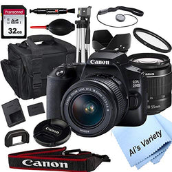 Canon EOS 250D (Rebel SL3) DSLR Camera with 18-55mm f/3.5-5.6 Zoom Lens + 32GB Card, Tripod, Case, and More (18pc Bundle) DSLR
