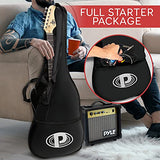 Pyle Electric Guitar and Amp Kit - Full Size Instrument w/ Humbucker Pickups Bundle Beginner Starter Package Includes Amplifier, Case, Strap, Tuner, Pick, Strings, Cable, Tremolo - PEGKT99BK (Black)