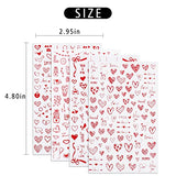 Red Heart Nail Art Stickers Decals Valentines Day Red Heart Love Romantic Devise 3D Self-Adhesive Slider Letters Decals for Women Manicure Decorations Accessories 4 Sheets