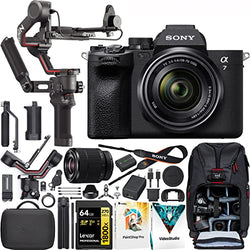 Sony a7 IV Mirrorless Full Frame Camera with 28-70mm Lens ILCE-7M4K/B Filmmaker's Bundle Including DJI RS 3 Combo Gimbal Stabilizer Kit + Deco Gear Photography Backpack + 64GB Card & Software