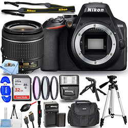 Nikon D3500 DSLR Camera with 18-55mm VR Lens 1590 - Pro Bundle Includes: Extra Battery and Charger, Ultra 32GB SD, Flash, Filter Kit, Tripods, Gadget Bag and More