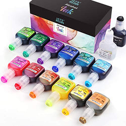 LET'S RESIN Alcohol Ink Inks Set- 14 Fast Drying Alcohol Ink for Painting w/Blender & Gold Color Each 0.67oz – Vibrant & Highly Saturated Alcohol Ink for Resin,Ceramic,Alcohol Ink Art