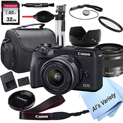 Canon EOS M6 Mark II Mirrorless Digital Camera with 15-45mm Lens + 32GB Card, Tripod, Case, and More (18pc Bundle)