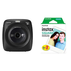 Fujifilm Instax Square SQ20 Instant Film Camera - Black &  Instax Square Twin Pack Film - 20 Exposures