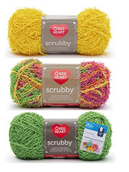 Red Heart Yarn Scrubby Yarn - Duckie Tropical Lime - 3 Pack Bundle with Bella's Crafts Stitch Markers