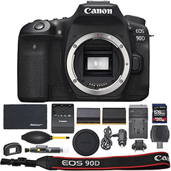 Canon EOS 90D DSLR Camera: (Body Only 3616C002) + ZoomSpeed 128GB High Speed SDXC Memory Card + AOM Pro Bundle - International Version
