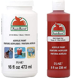 Apple Barrel Acrylic Paint in Assorted Colors (16 Ounce), 21119 White & Acrylic Paint in Assorted Colors (8 Ounce), J20401 Bright Red
