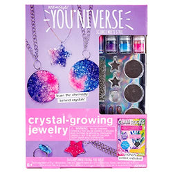 Just My Style YOUniverse Crystal Growing Jewelry by Horizon Group USA, DIY Crystal Growing Kit, Grow Crystals on 6 Pieces of Jewelry, Includes Bezels, Dyes, Elastic, Crystal Growing Powder & More