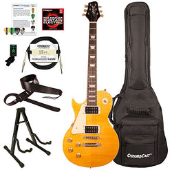 Sawtooth Heritage Series Left-Handed Flame Maple Top Electric Guitar with ChromaCast Gig Bag & Accessories, Tuscan Flame