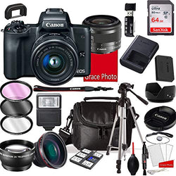 EOS M50 Mirrorless Digital Camera with 15-45mm Lens, 64GB Memory,Case, Tripod and More (28pc Bundle)