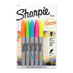 Sharpie Permanent Markers, Fine Point, Assorted Neon Colors,(1860443) (4-Pack of 5)