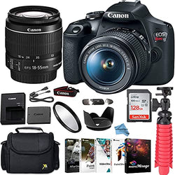 Canon EOS Rebel T7 DSLR Camera Bundle with Canon EF-S 18-55mm f/3.5-5.6 is II Lens + Gadget Case + 128GB Sandisk Memory Card + Accessory Kit + Inspire Digital Cloth.