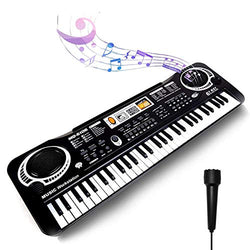 BAIDREN Keyboard Piano Kids 61 Key Electronic Digital Piano Musical Instrument Kit with Microphone Music Home Teaching Christmas Gift Toys for Girls Boy - Black