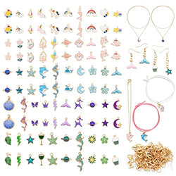 JOJANEAS 100 Pcs Charms for Jewelry Making Assorted Gold Plated Enamel Pendants for DIY Necklace Bracelet Earring Craft Supplies
