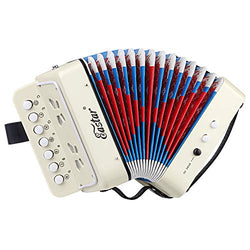 Eastar Kids Accordion Toy Accordion Mini Musical Instruments 10 Keys Button for Children Kids Toddlers (White)