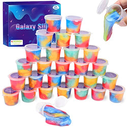 D'ALBA Slime Kit, 28 Pack Galaxy Slime Bulk, Party Favor for Kids, Non Sticky, Stress Relief, Super Soft Putty Slime Toy for Girls & Boys, Birthday Gift, Christmas Stuffer