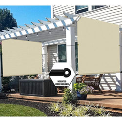 TANG 11' x 34' Outdoor Universal Pergola Replacement Cover Canopy Waterproof with Grommets Weight Rods Sun Shade Panel for Patio Backyard Beige